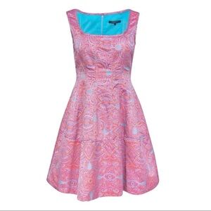 Nanette LePore Pink And Blue Paisley Dress Size 12